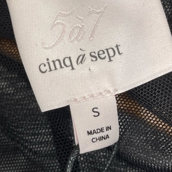 NEW Cinq a Sept Mesh Sheer Black Embroidered Top Turtleneck - Size S - Picture 11 of 11